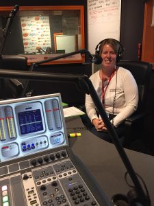 image of Amanda in the radio station for her interview