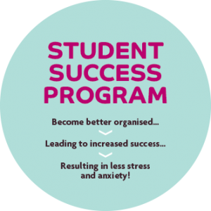 image of student success program about students being more organised leading to success and less overwhelm