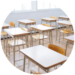 Organising Students - supporting your child with exams - image of desks and chairs set up for exams