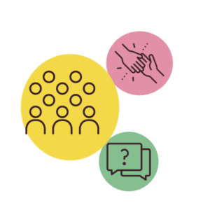 Organising Students BLOG - Assumed Independence icons - asking for help, attending lectures