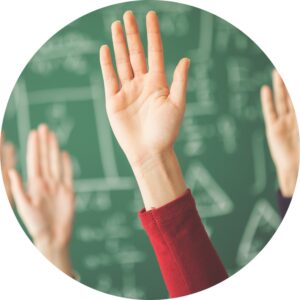 Organising Students BLOG - image of students raising their hands in class