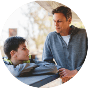 Organising Students BLOG - Supporting Executive Function at home - image of a dad talking to his son